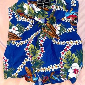 Blue Hawaiian Vintage shirt cropped style